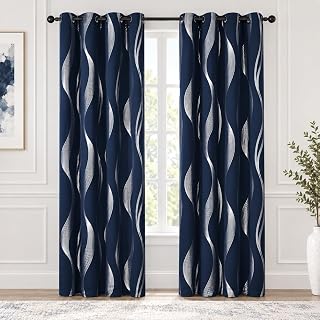 Deconovo Curtains for Living Room, Pattern Blackout Curtains 84 Inches Long