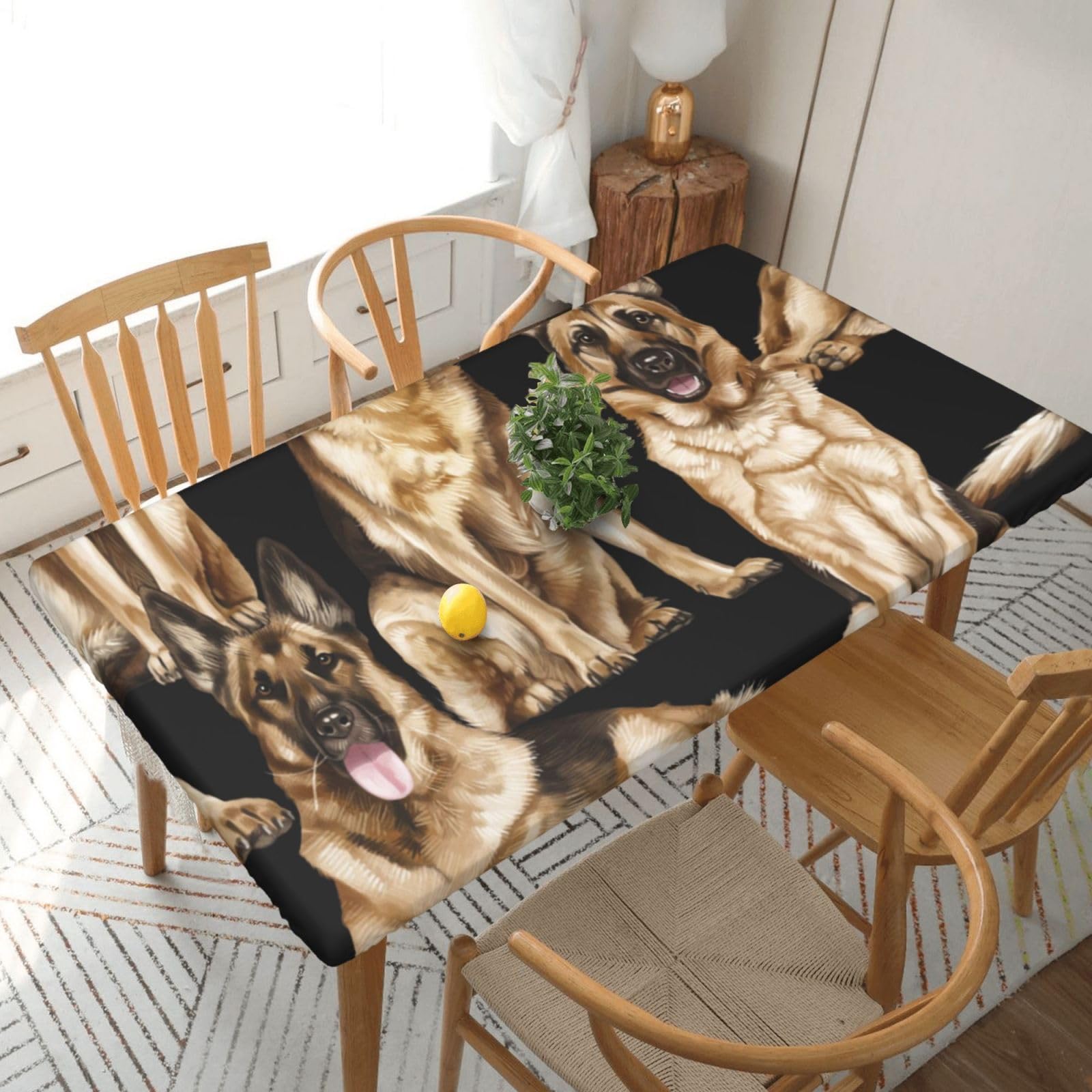 BNVSADC German shepherd Printed 5FT Tablecloth Polyester Kitchen Water Resistant Table Cloth Dining Table Decoration Table Covers, 152x76 CM