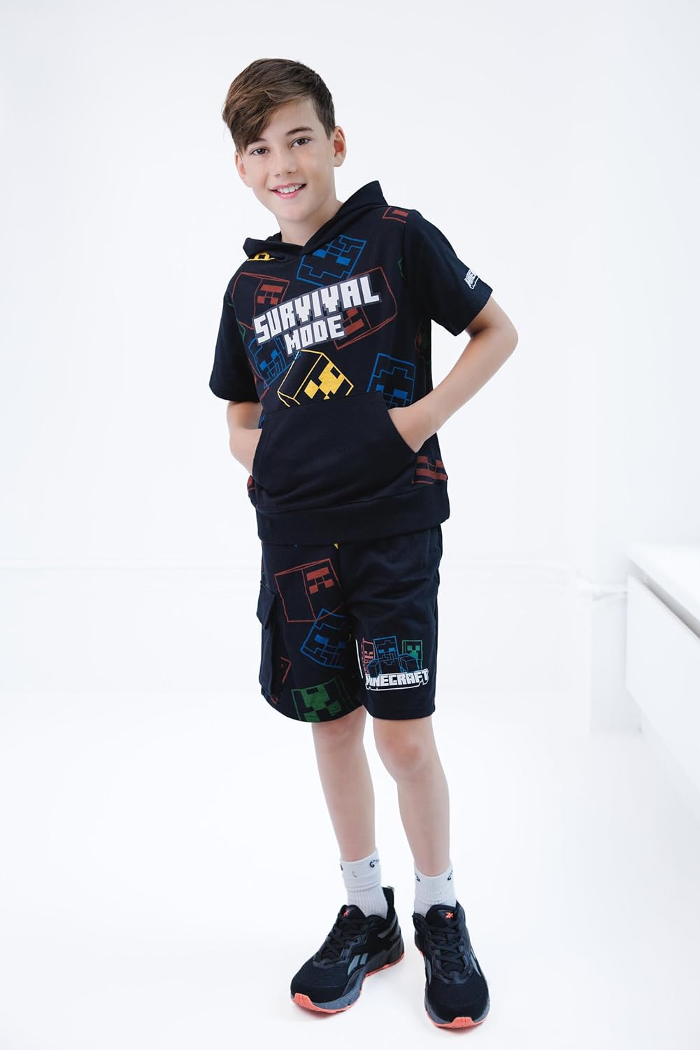 Minecraft French Terry Pullover Hoodie and Shorts Toddler to Big Kid Sizes (4T - 18-20)