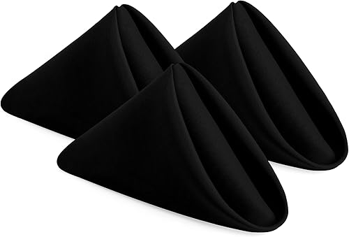 Utopia Home Servilletas de tela negra (paquete de 12, 20 x 20 pulgadas), servilletas ideales para fiestas, bodas y almuerzocena
