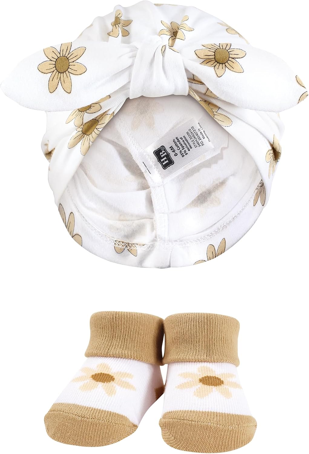 Hudson Baby Infant Girls Turban and Socks Set, One Size