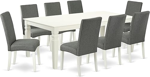 Miniatura 15 de East West Furniture LGDR7-BLK-24 - Juego de mesa de comedor de 7 piezas que consta de una mesa rectangular con hojas de mariposa y 6 sillas Parson