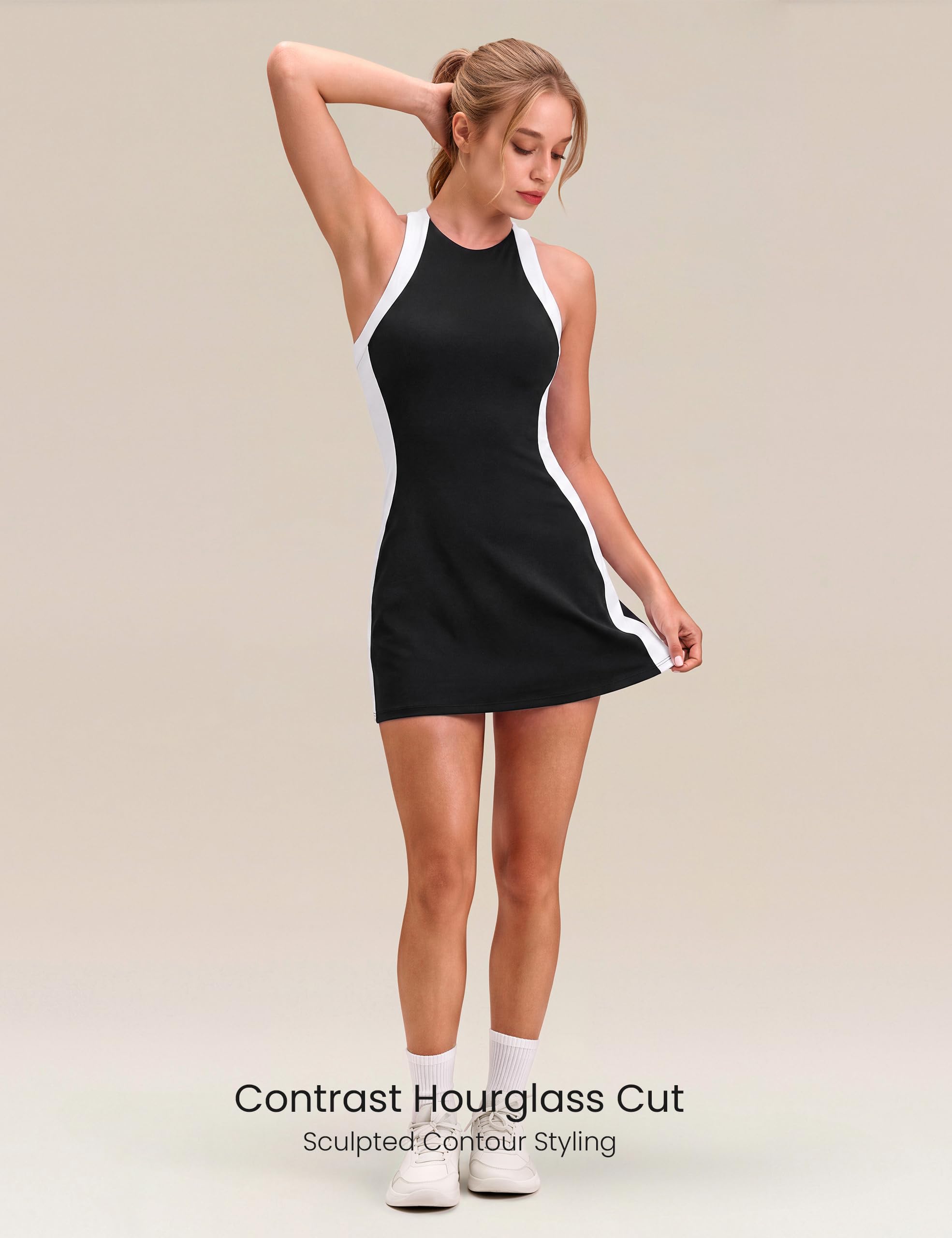 JOYSPELS Sportliches Tennis-Golfkleid für Damen, mit integriertem BH und separaten Shorts, Frühlings- und Sommerkleider