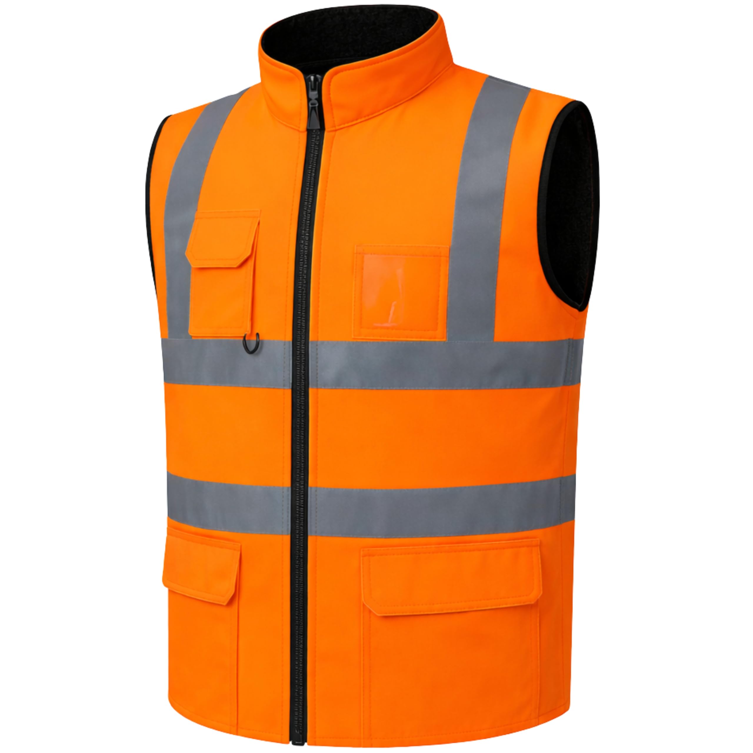 GM WORKWEAR Hi-Vis Reversible Waterproof Fleece Bodywarmer Gilet Waistcoat โ High Visibility Safety Vest โ Orange/Navy, Yellow/Navy, Orange/Yellow โ S to 4XL