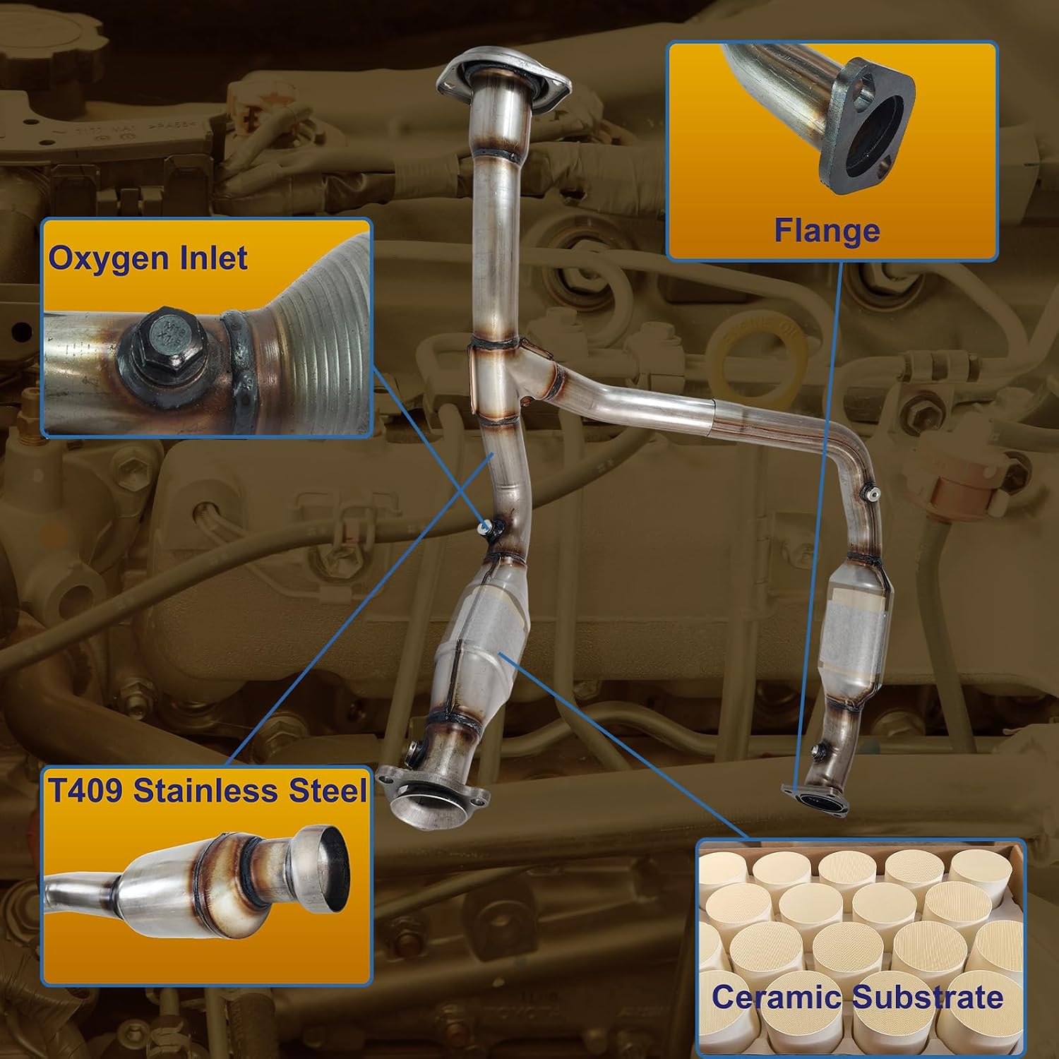 Catalytic Converter Compatible with 2009 2010 Chevrolet Silverado 1500, 2007-2010 Cadillac Escalade/GMC Yukon/Sierra 1500 6.2L V8 Catalytic Convertor (EPA Compliant)