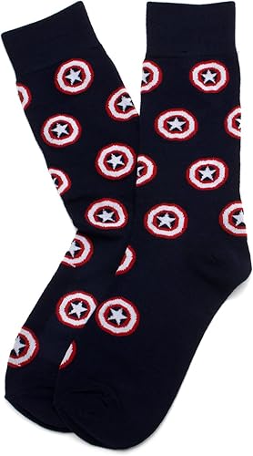 Miniatura 2 de Cufflinks Inc. Calcetines de vestir azul marino del Capitán América para hombre, talla única (hasta la talla 12 de hombre), con licencia oficial de