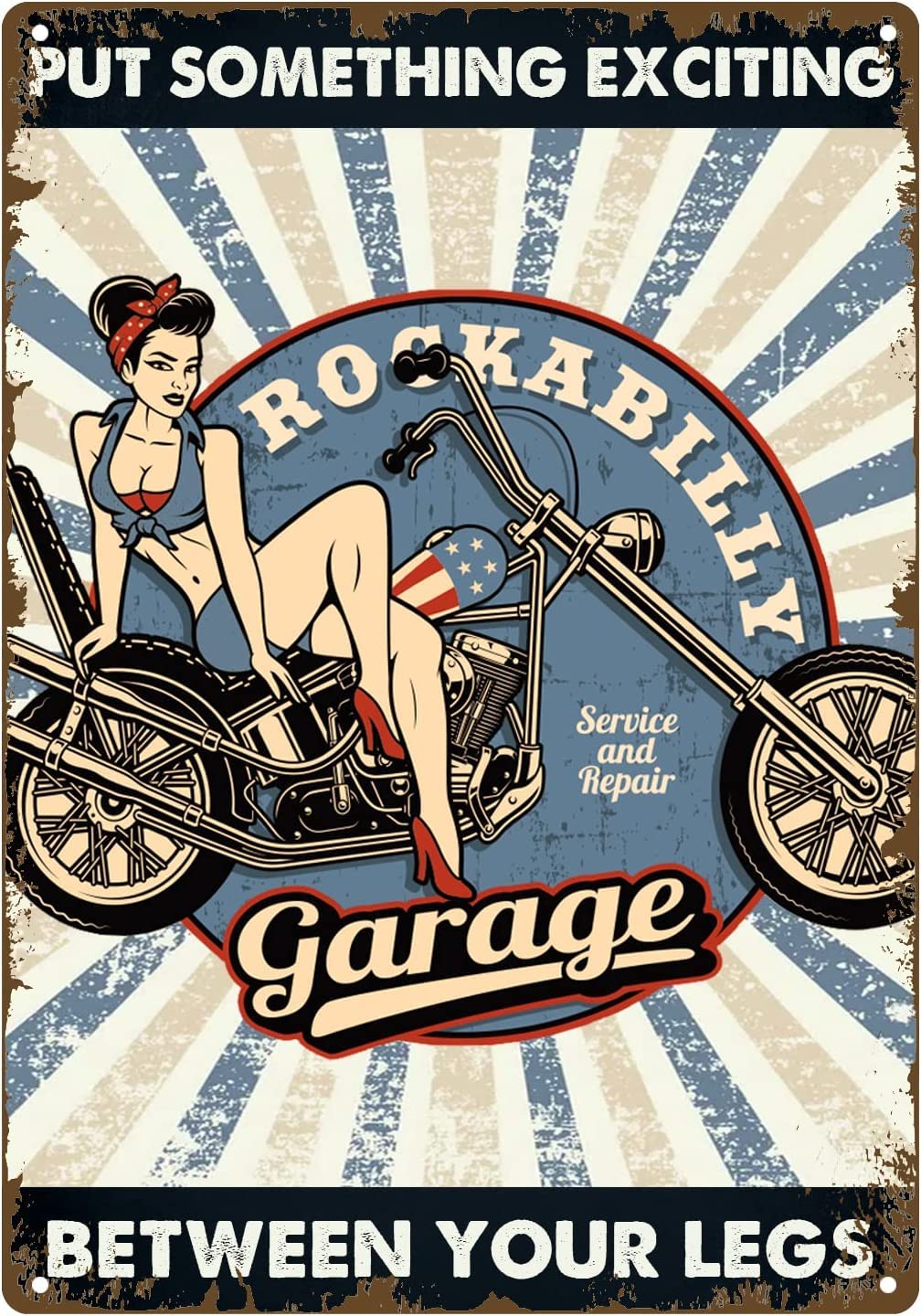 Photo 1 of 2 Pack Bundle Put Something Exciting Between Your Legs Metal Tin Signs, Vintage Wall Decor Retro Art Tin Sign for Home Bar Pub Cafe Farm Room Metal Posters 8x12 Inch