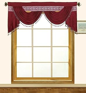Sandra Beaded Austrian Valance and Swag Combo (Burgundy)