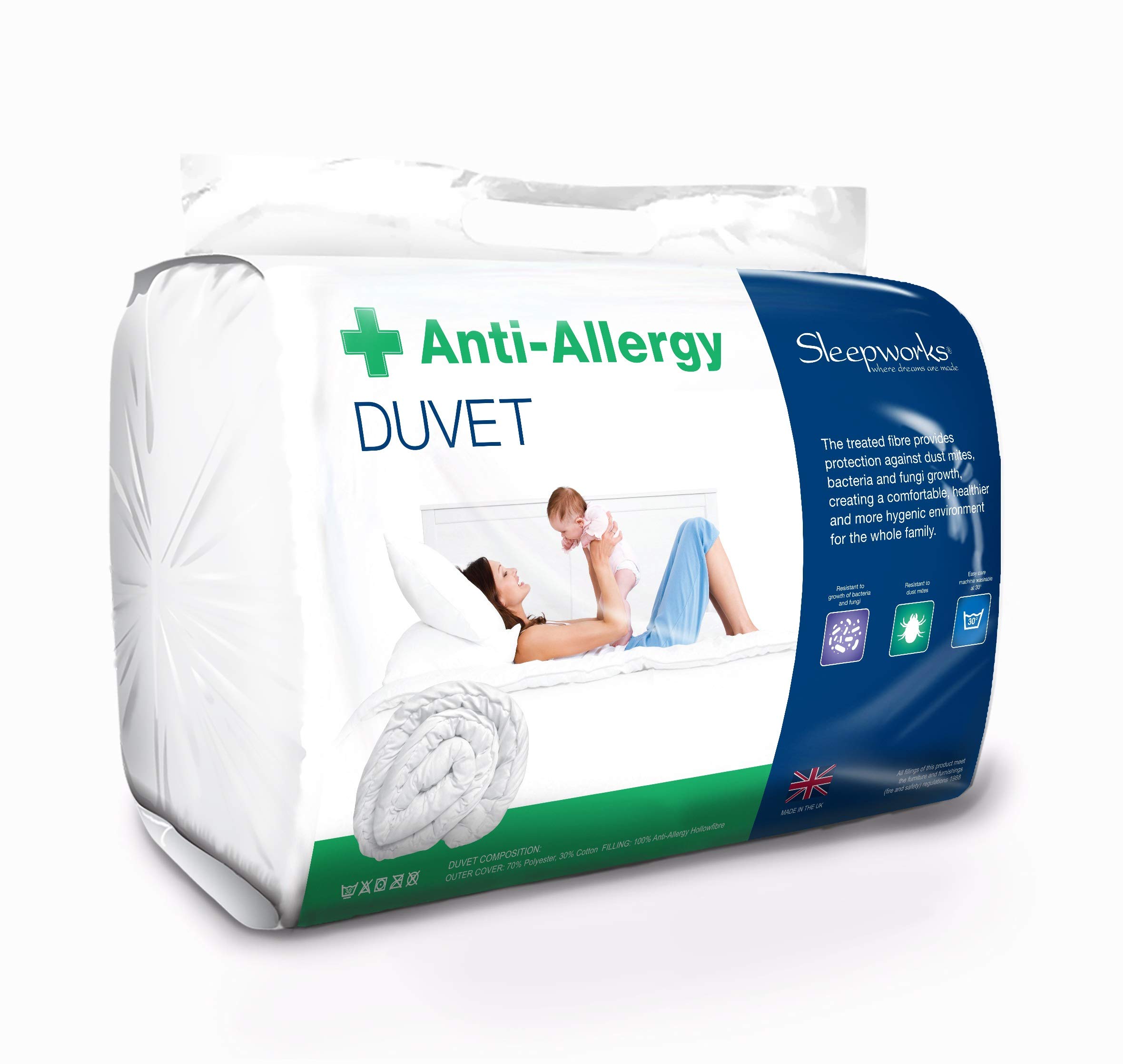 Littens All Seasons Duo 15 Tog King Bed Size Luxury Anti-Allergy, Hollowfibre Polycotton Duvet Quilt, Bedding, Made In The UK (225cm x 220cm)