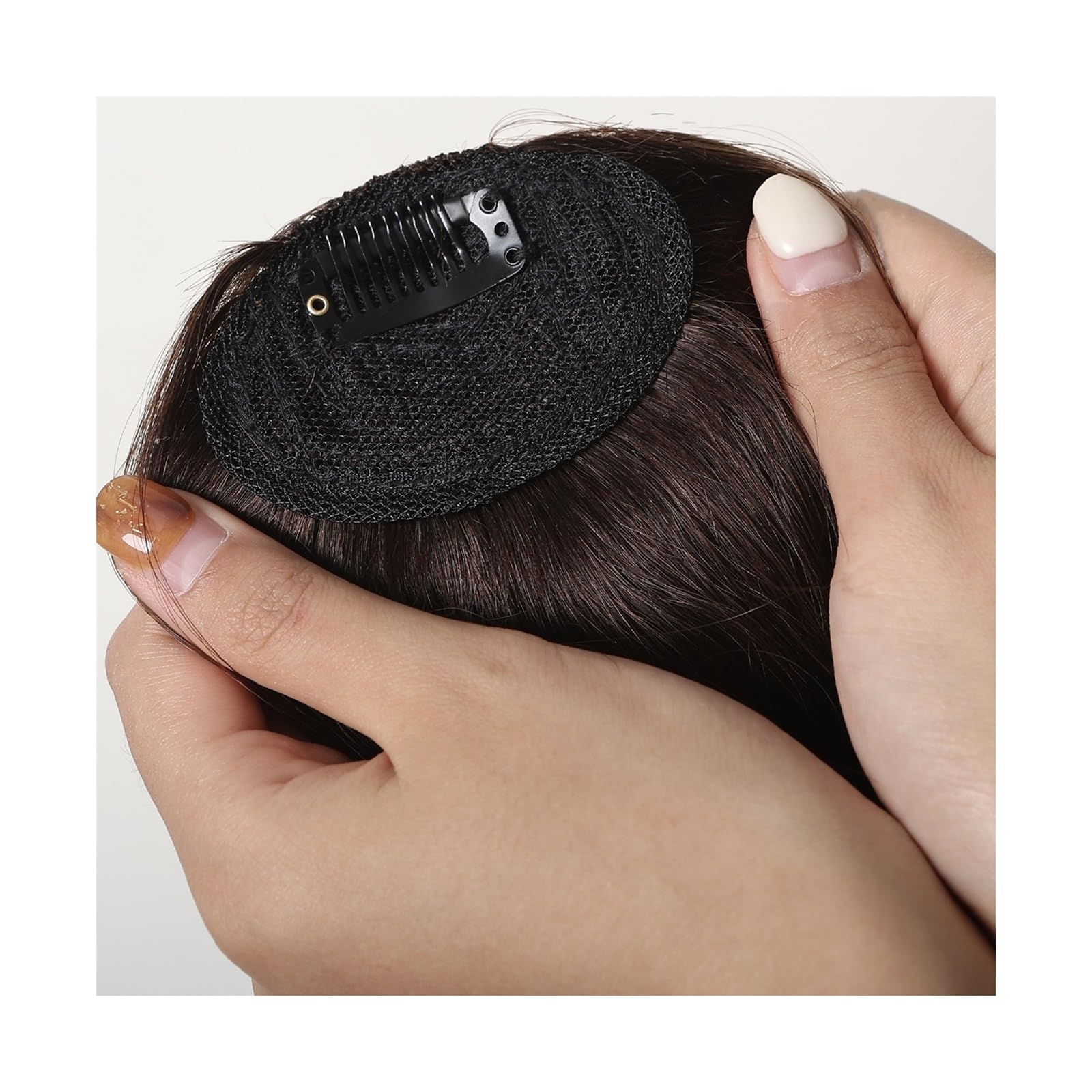 Flequillo Pinza Para El Cabello Flequillo De Cabello 100% Humano Flequillo Francés Marrón Oscuro Natural Clip Para El Cabello Flequillo Con Patillas Postizo Para Mujer Clip En Flequillo De Aire Clip