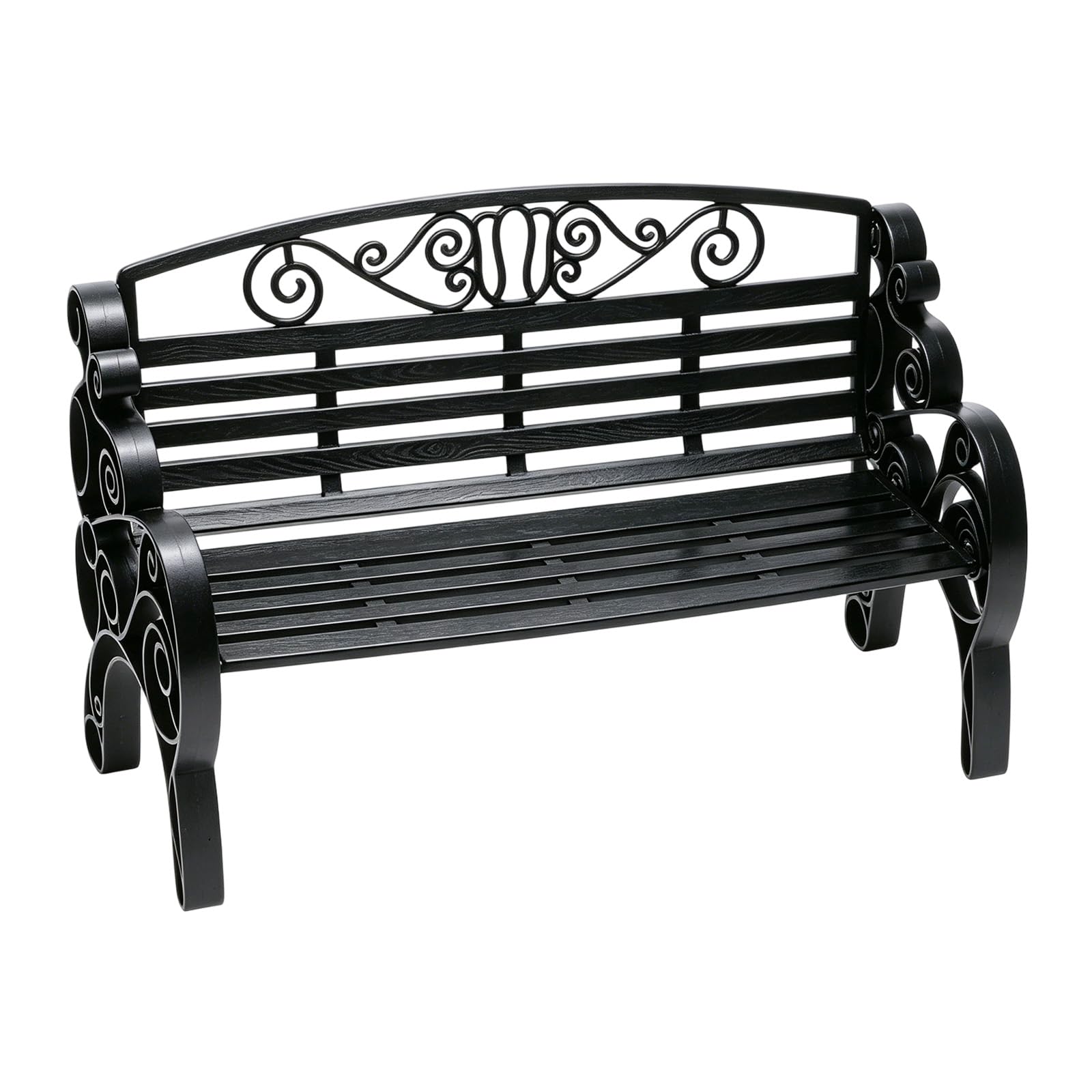 M METERXITY 1-Pack Miniature Park Bench Models, 8.7x3.5x5.5 Inch ABS Mini Garden Chair Furniture for Fairy Garden/DIY Micro Landscaping/Dollhouse, European Style Bench Toys [Black]