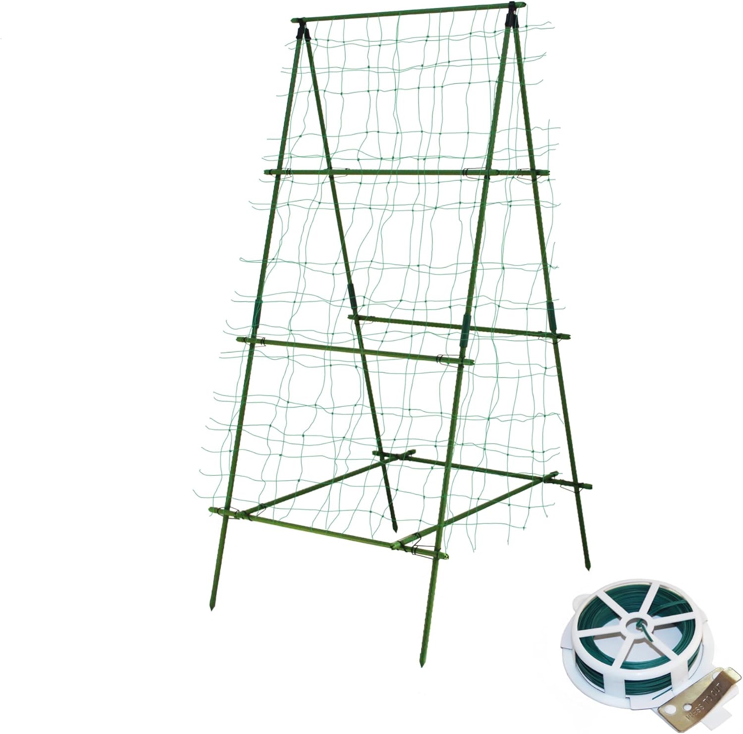 70.9" H x 35.5" W Cucumber Trellis A Frame Trellis for Climbing Plants Support for Raised Bed Garden Trellis for Vegetables Fruit Vine Cucumber Garden Lightweight, Green