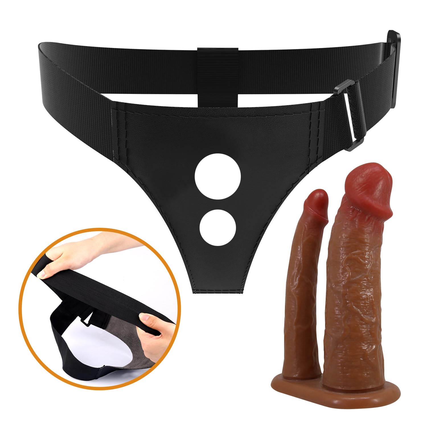 Cintura strapon per uomo doppia penetrazione della donna. Strap on con doppio dildo cavo indossabile dall'uomo per la doppia penetrazione della donna (anale e vaginale) insieme.