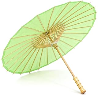 33 Inch White Paper Parasol Umbrella for Wedding Decor & DIY Art - Large Handmade Wooden Frame Sun Wedding Parasols, Asian Party Backdrop Painting Craft Projects