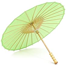 33 Inch White Paper Parasol Umbrella for Wedding Decor & DIY Art - Large Handmade Wooden Frame Sun Wedding Parasols, Asian Party Backdrop Painting Craft Projects