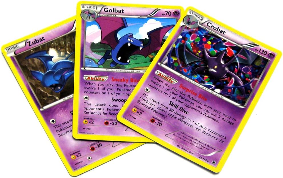 Pokemon Black & White Phantom Forces Crobat Single Card Evolution Set #31, 32 & 33