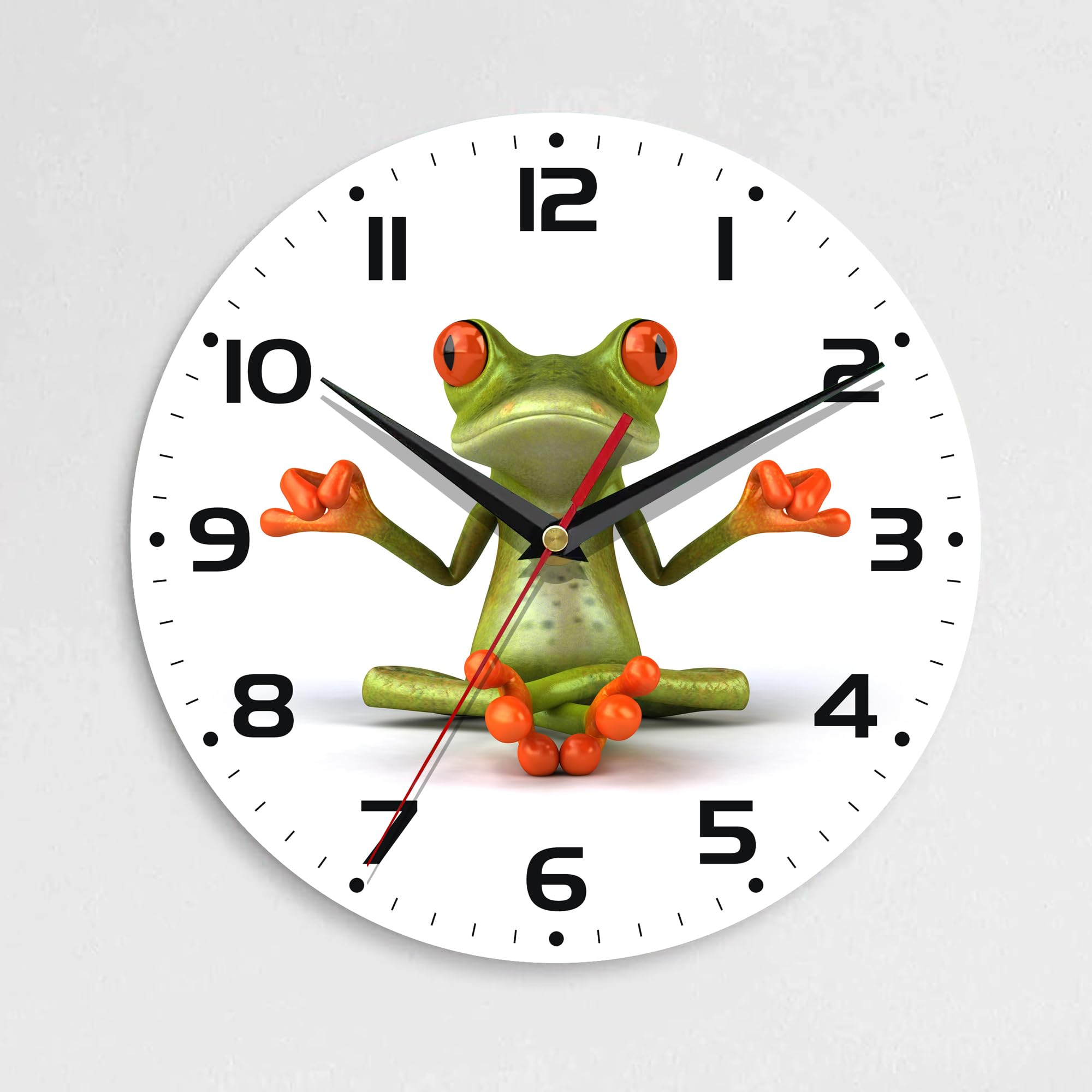 ENUIEO Wall Clock, 10 Inch Silent Non-Ticking Home Kitchen Decor, Battery Operated for Bathroom Bedroom Living Room Office(Funny Frogs)