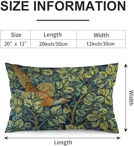 Miniatura 7 de Dripglw Fundas de almohada con diseño floral de William Morris de animales del bosque, 12 x 20 pulgadas, diseño de liebres azules, verdes, rojas,