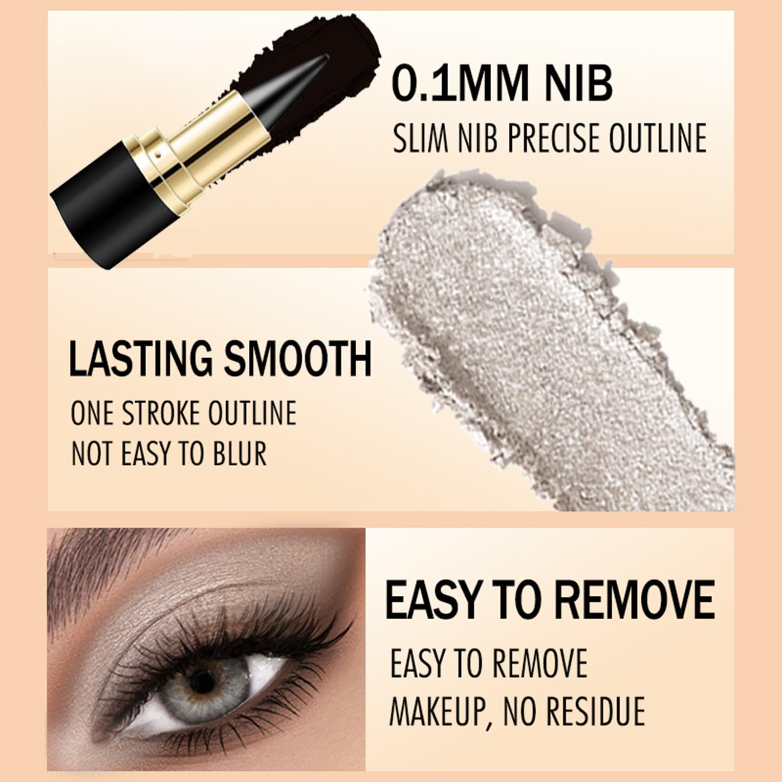 Black Gel Eyeliner Pen - Waterproof & Smudge-Proof Cat Eye Liner for Smokey Eye - Long-Lasting, 10 g (Pack of 1) - Image 3