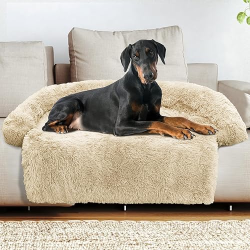 Miniatura 63 de Cama calmante para perro, tapete de felpa esponjosa para perros, protector de muebles con funda extraíble lavable para perros y gatos grandes,