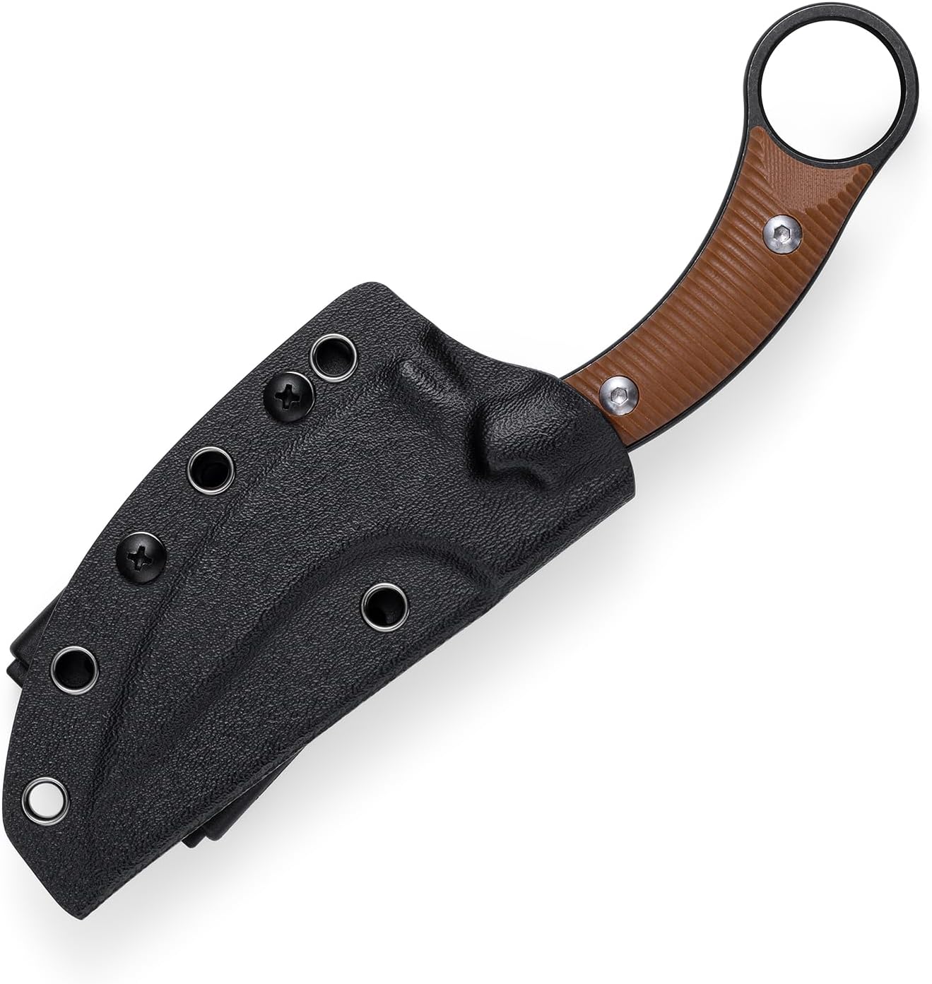 KK528 Fixed Blade Knife, D2 Blade with G10 Handle, Kydex Sheath, Everyday Claw Knife for Men Women, Utility Knives for EDC Survival Hiking Camping Outdoor (Brown)