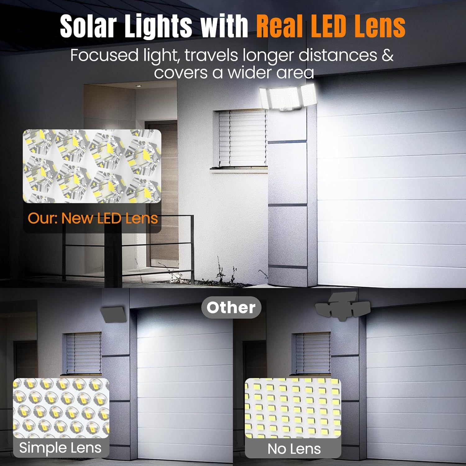 ABODONG Solar Outdoor Lights, 212 LED Flood Light with 16.4ft Cable, 3 Modes Motion Sensor Outdoor Lights with Remote Control, 3 Heads Solar Powered Security Light 270° Wide Angle for Yard Patio