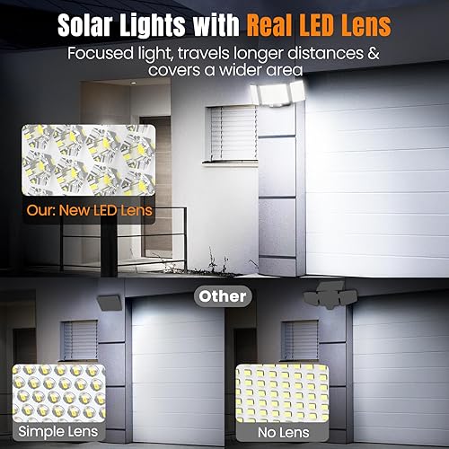 Miniatura 3 de ABODONG Luces solares para exteriores, 212 luces LED de inundación con cable de 16.4 pies, 3 modos de sensor de movimiento, luces para exteriores