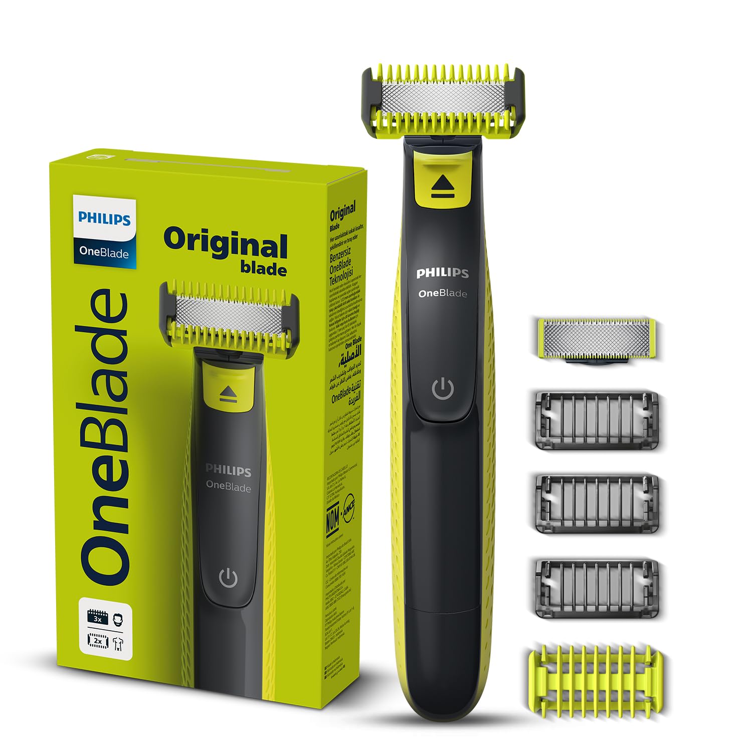 Philips OneBlade Turbo2X Face & Body Trim, Edge, Shave | Perfected for Skin Comfort | Dual Protect Tech | Suits all skin types & beard thickness, Wet & Dry Use | Electric Trimmer for Face and Private Parts, QP2824 discount deal