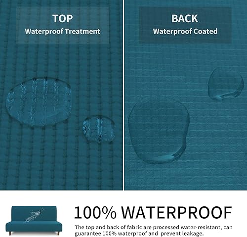 Vista 81 de Easy-Going Funda 100% impermeable para futón, con impermeabilidad doble para futón, funda de sofá jacquard elástica, protector de muebles a prueba