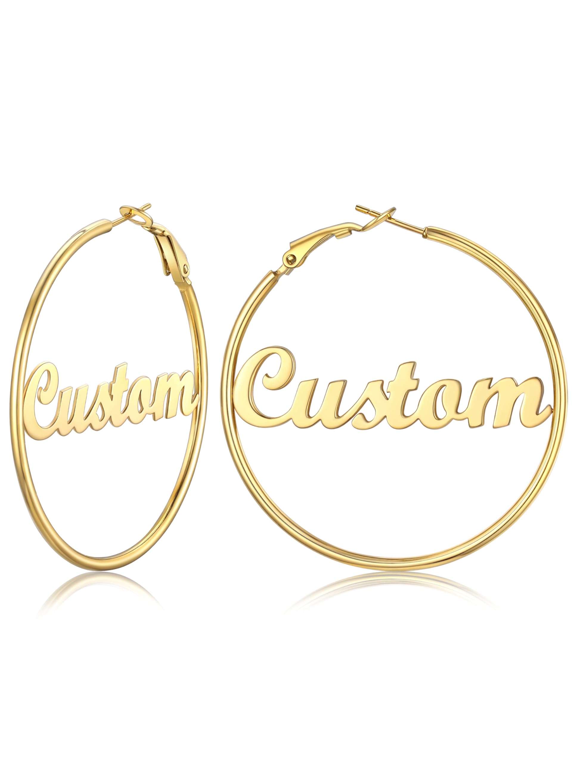 FOCALOOK 14K Gold Plated Lightweight Large Hoops| 2mm Thin Hoop Earrings for Women 30/40/50/70/100mm