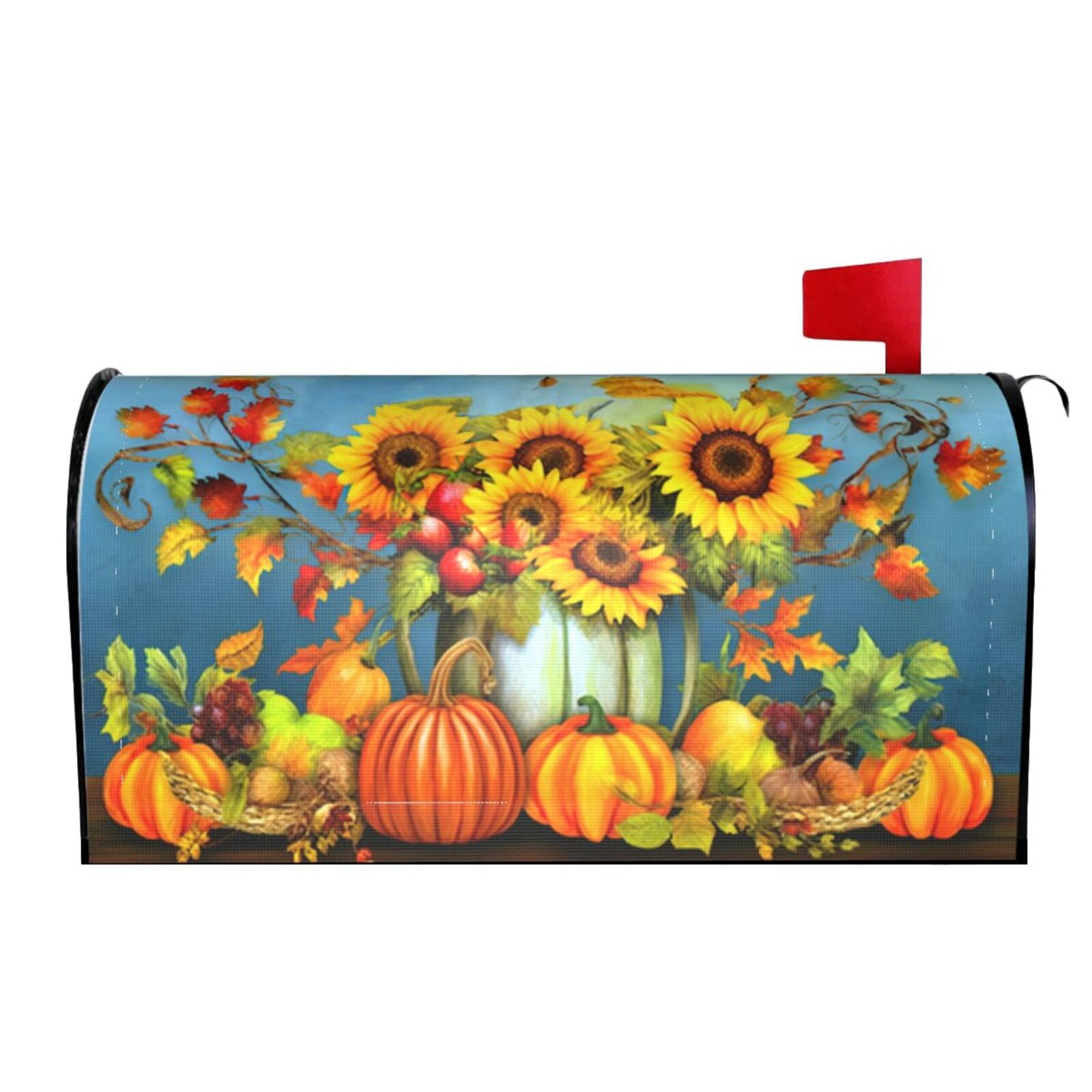 Sunflower Fall Bird Welcome 01 Mailbox Covers Magnetic Wraps Post Letter Box Cover Garden Home Decor