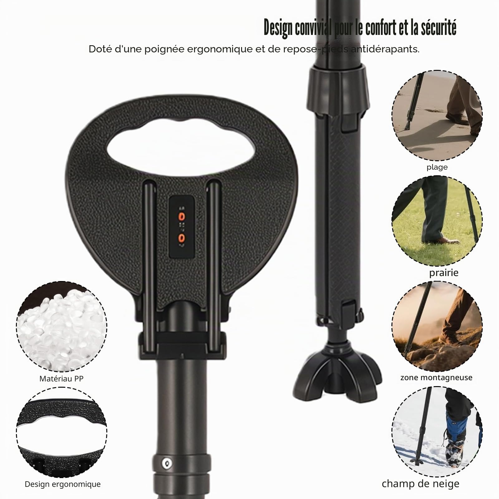 Canne de Marche avec siège pour Personnes âgées et Adultes Canne | de marche portable pliable avec sac de transport, canne de randonnée réglable en hauteur avec capacité d'assise de 250 kg