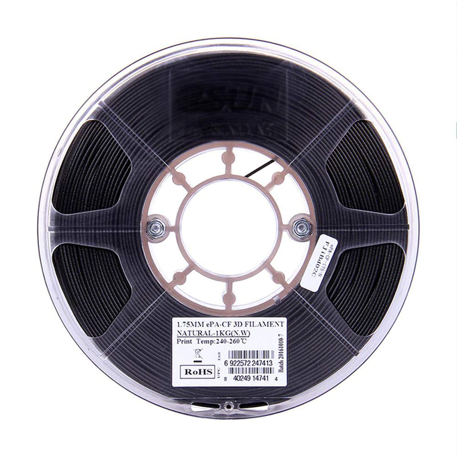 Filament d'imprimante 3D 1.75mm, consommables d'imprimante 3D, filament de fibre de carbone PA-CF 1 kg, 80% de nylon + 20% de fibre de carbone,Noir
