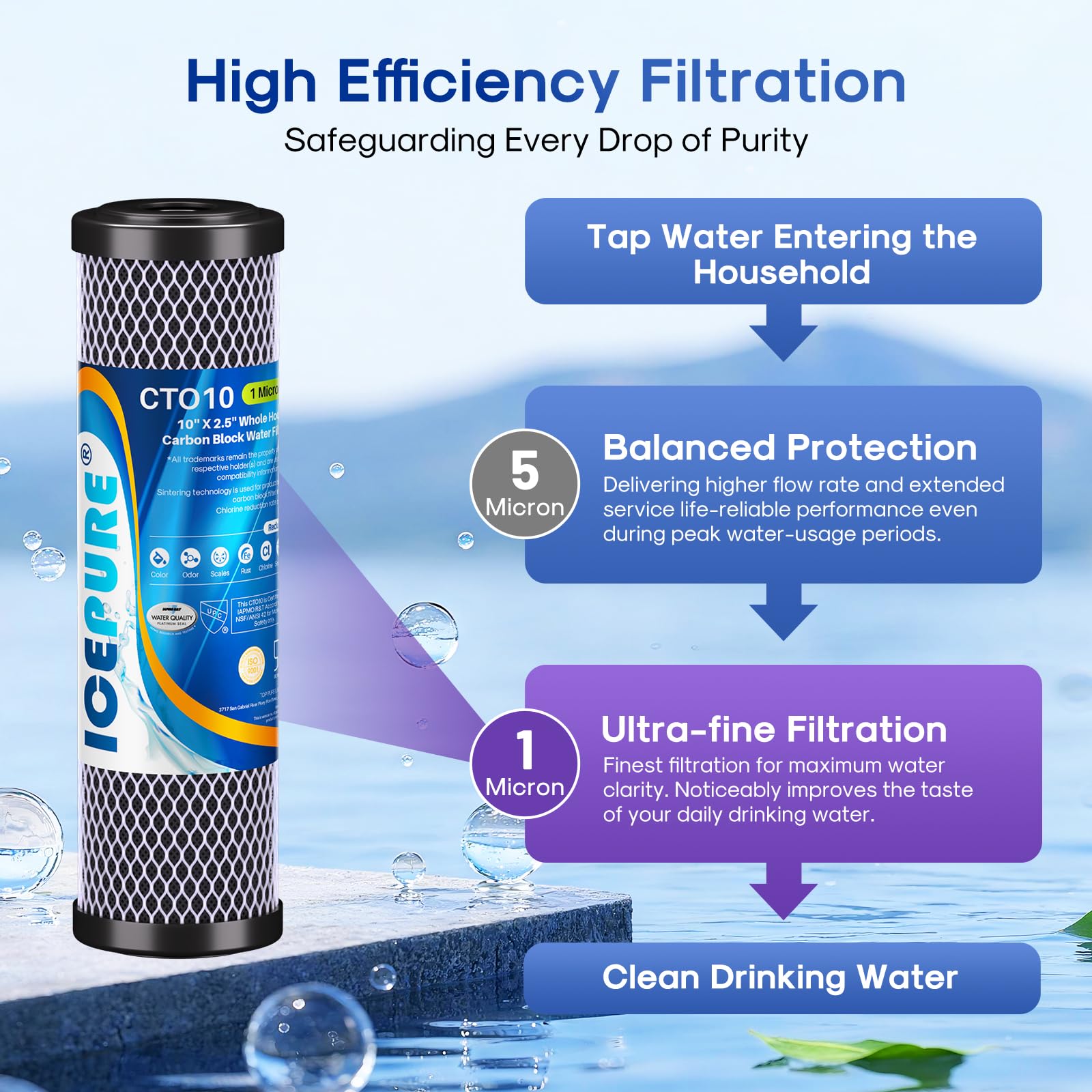 ICEPURE Carbon Water Filter - Whole House Protection -4