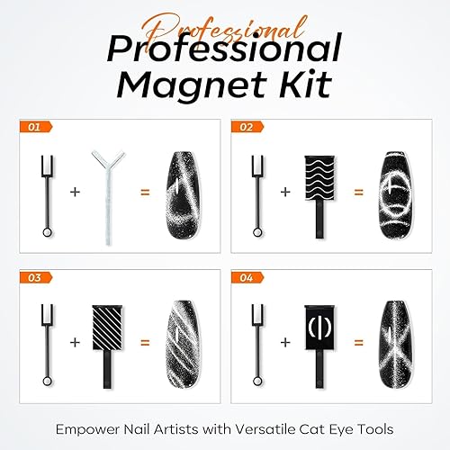 Miniatura 6 de Modelones  Set de imanes magnéticos efecto ojo de gato para uñas, 15 piezas, varillas e imanes redondos y cuadrados, potente herramienta para crear