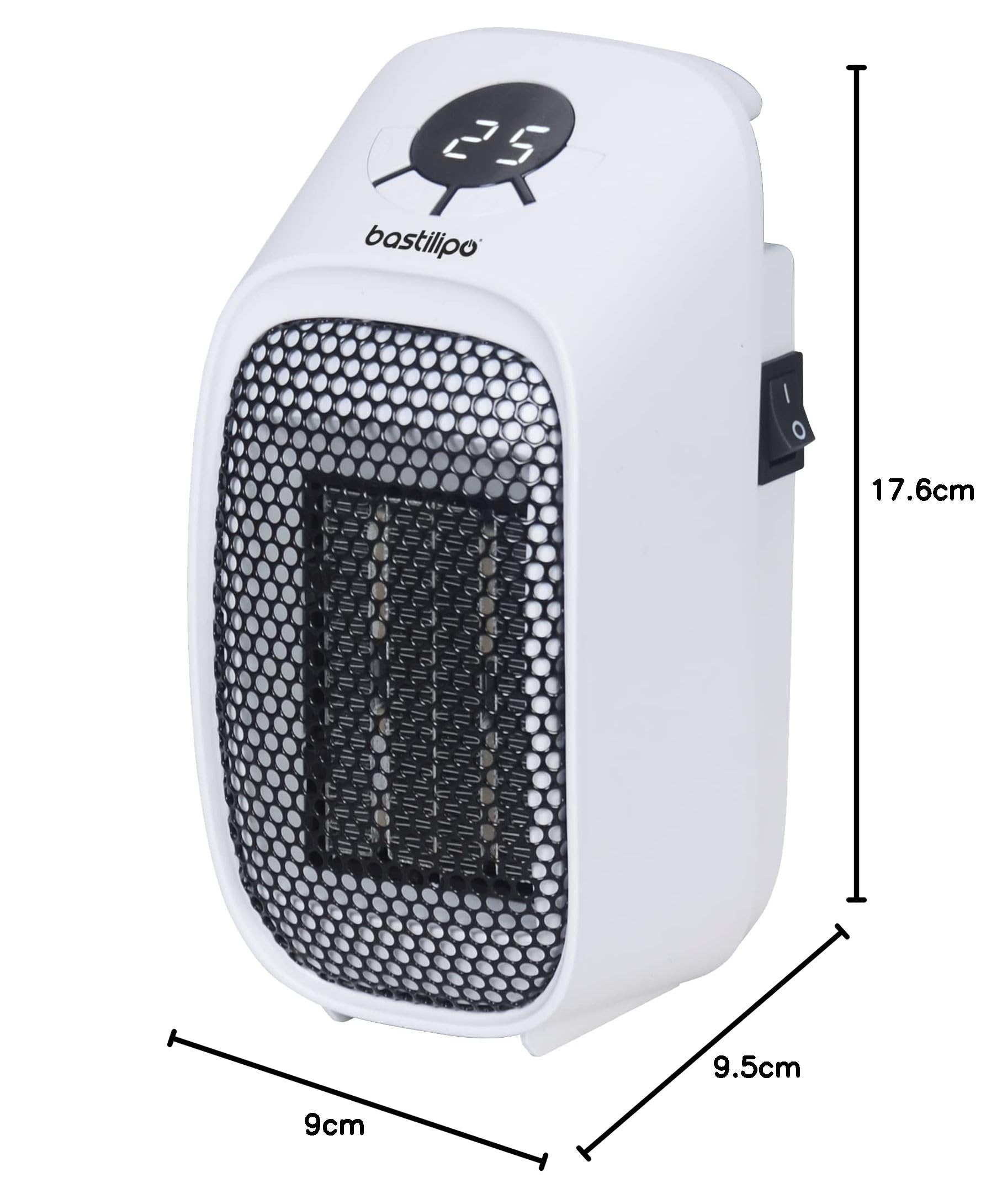 Bastilipo MC-400 - Micro Grzałka wtykowa 400W Niskie zużycie z rezystorami PTC i systemem bezpieczeństwa - Timer 1-12H - Grzejnik Regulowana temperatura 15-45 stopni (0753)