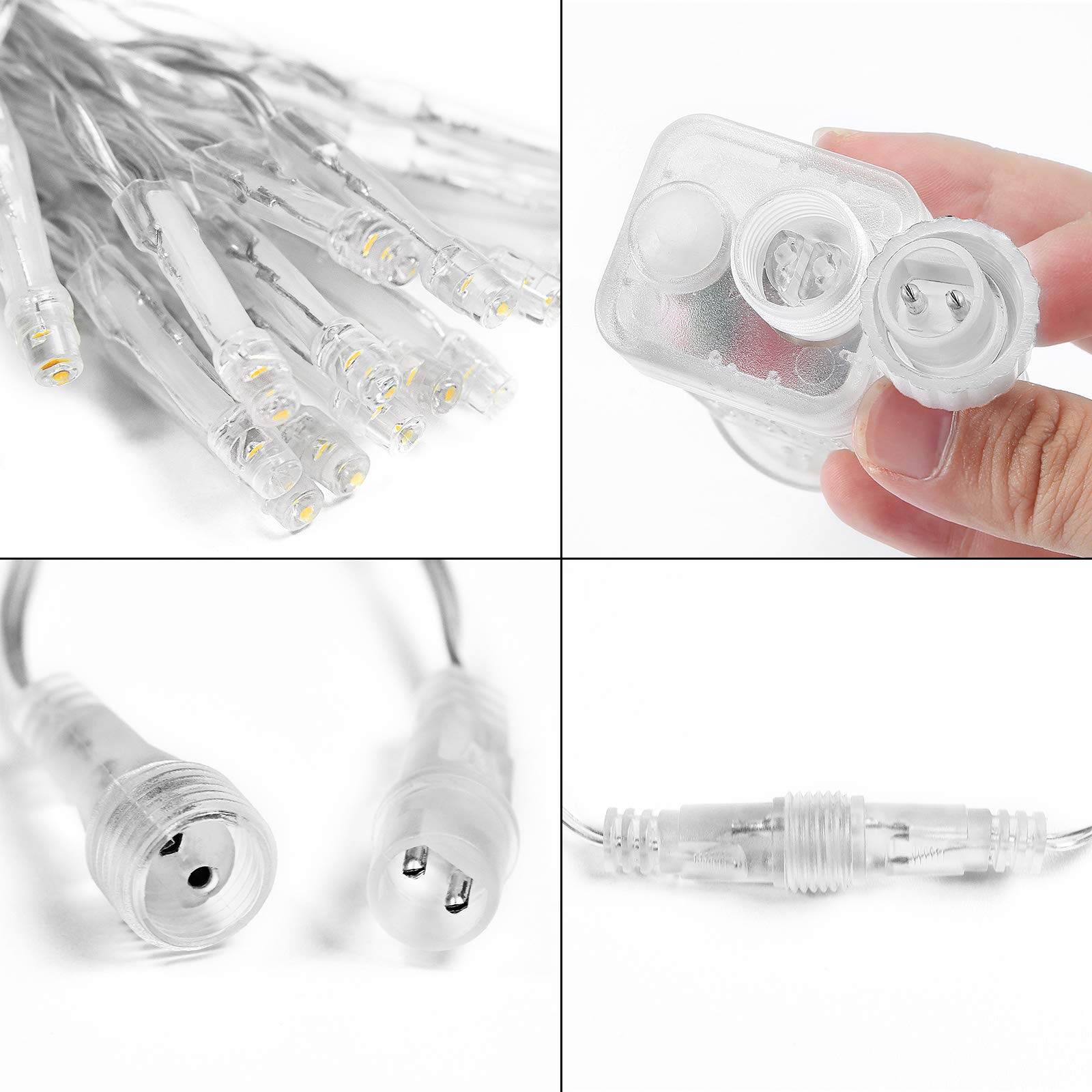 ACXIN LED Eisregen Lichterkette, LED Lichtervorhang, für Hochzeit, Party, Weihnachten, Halloween, Innen Dekoration, IP44 Wasserfest, Warmweiß, 9x3M