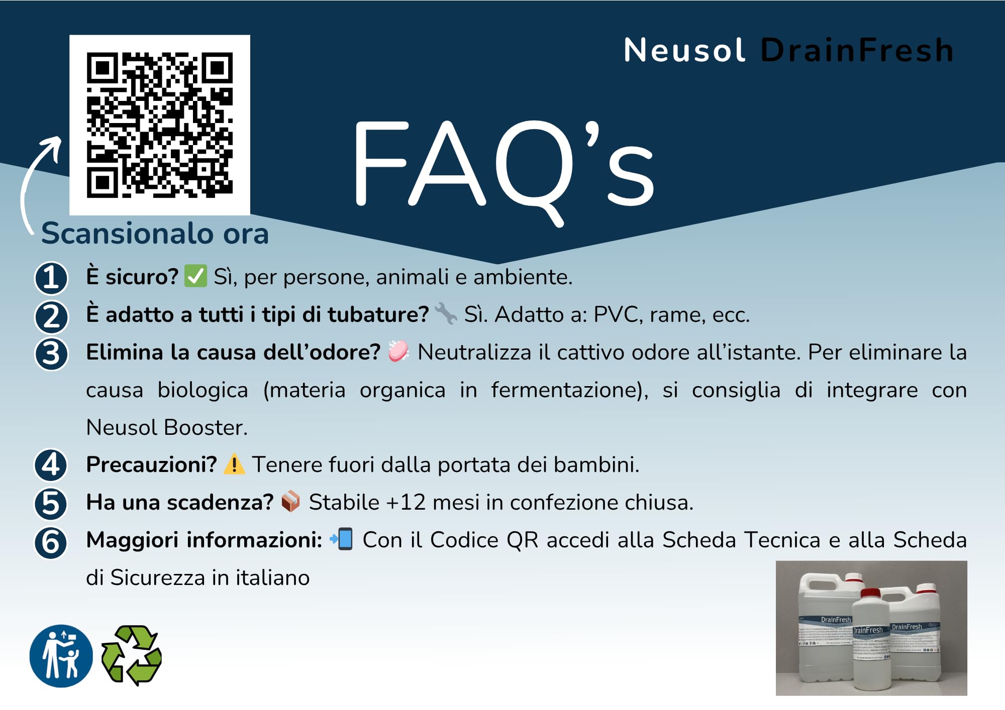 DrainFresh – Neutralizador para desagües, tuberías y depósitos – 5L | Acción inmediata, fórmula natural y uso doméstico / profesional Casa, hotel, autocaravana