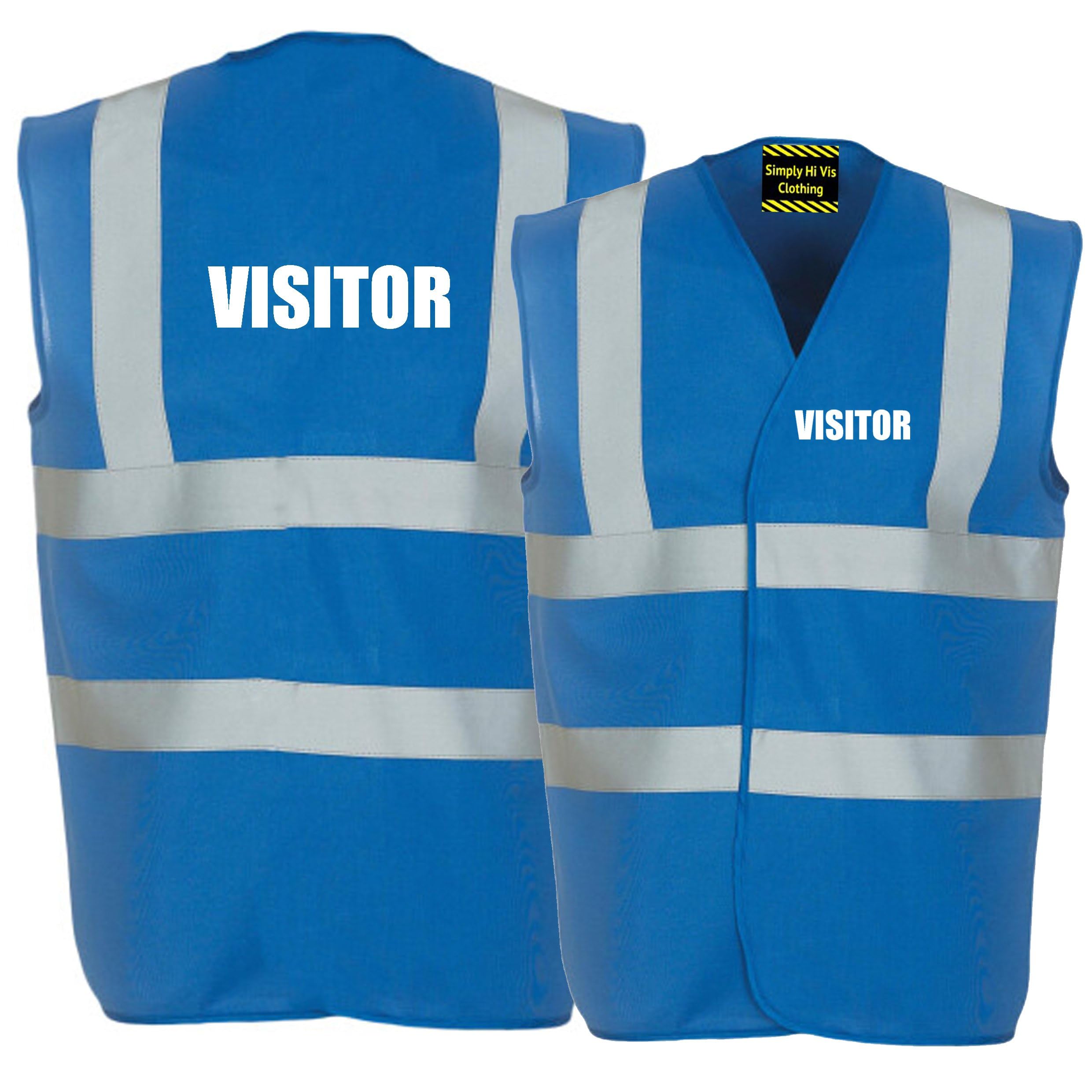 Visitor Printed white - Royal Blue Hi Vis Vest EN ISO 20471 supplied by Simply Hi Vis Clothing UK