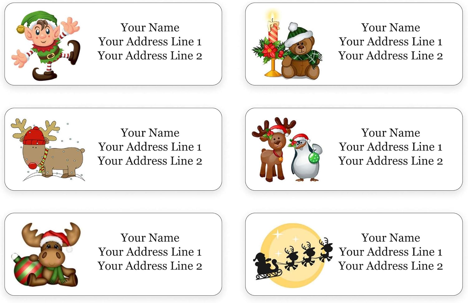 Christmas Holiday Personalized Return Address Labels - Christmas Themed and Design - 1.25" Envelope Seals Included - Made in The U.S.A. (240 Labels)