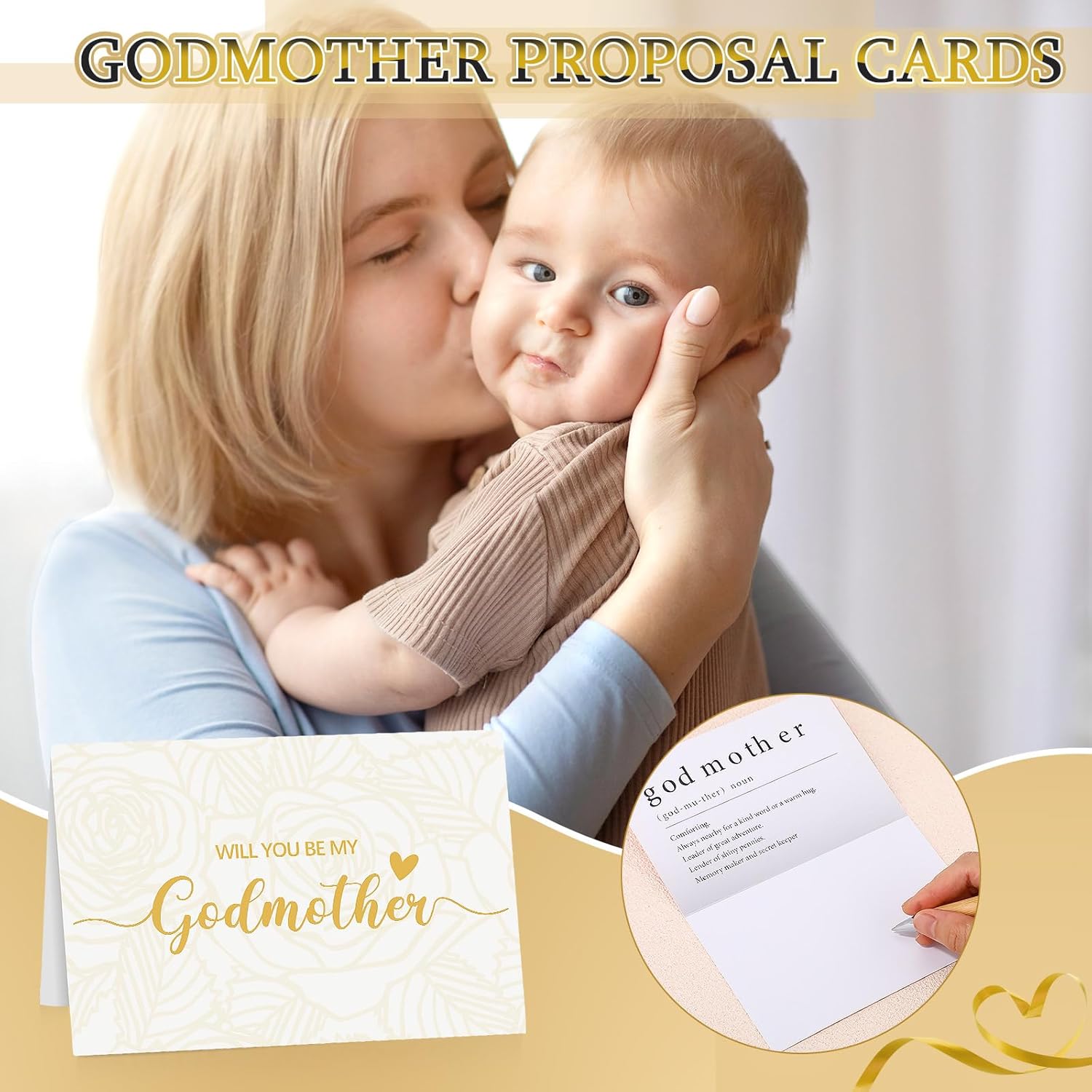 8 Pcs Godmother Proposal Gift Set Will You Be My Godmother Glass Cup Lipstick Hand Cream Hair Tie Baptism Gift Box from Godchild for God Mother Auntie Valentines - Image 5