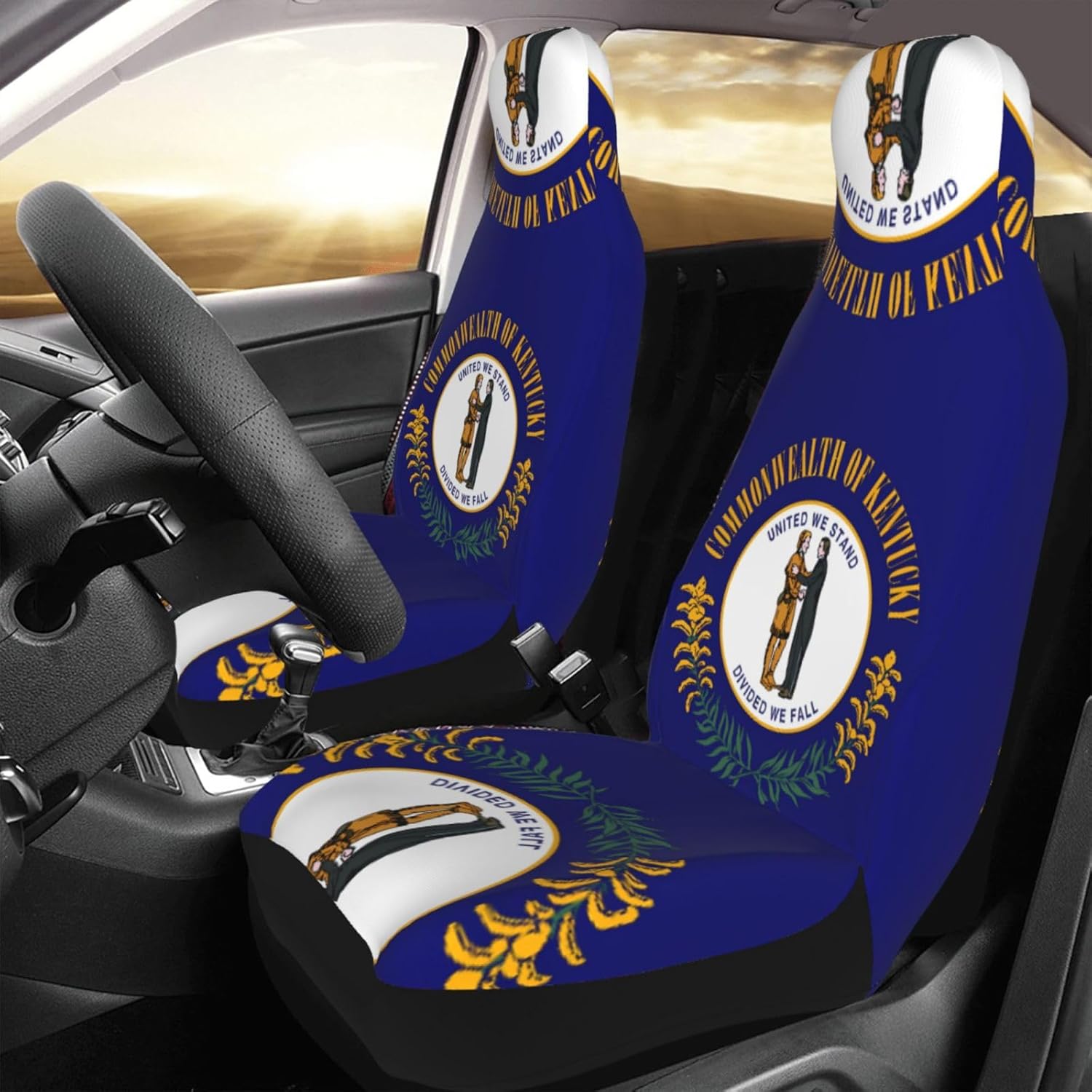 Kentucky State Flag Universal Car Seat Covers - Front Seats Protector Compatible with Cars, SUVs, Sedans, Trucks