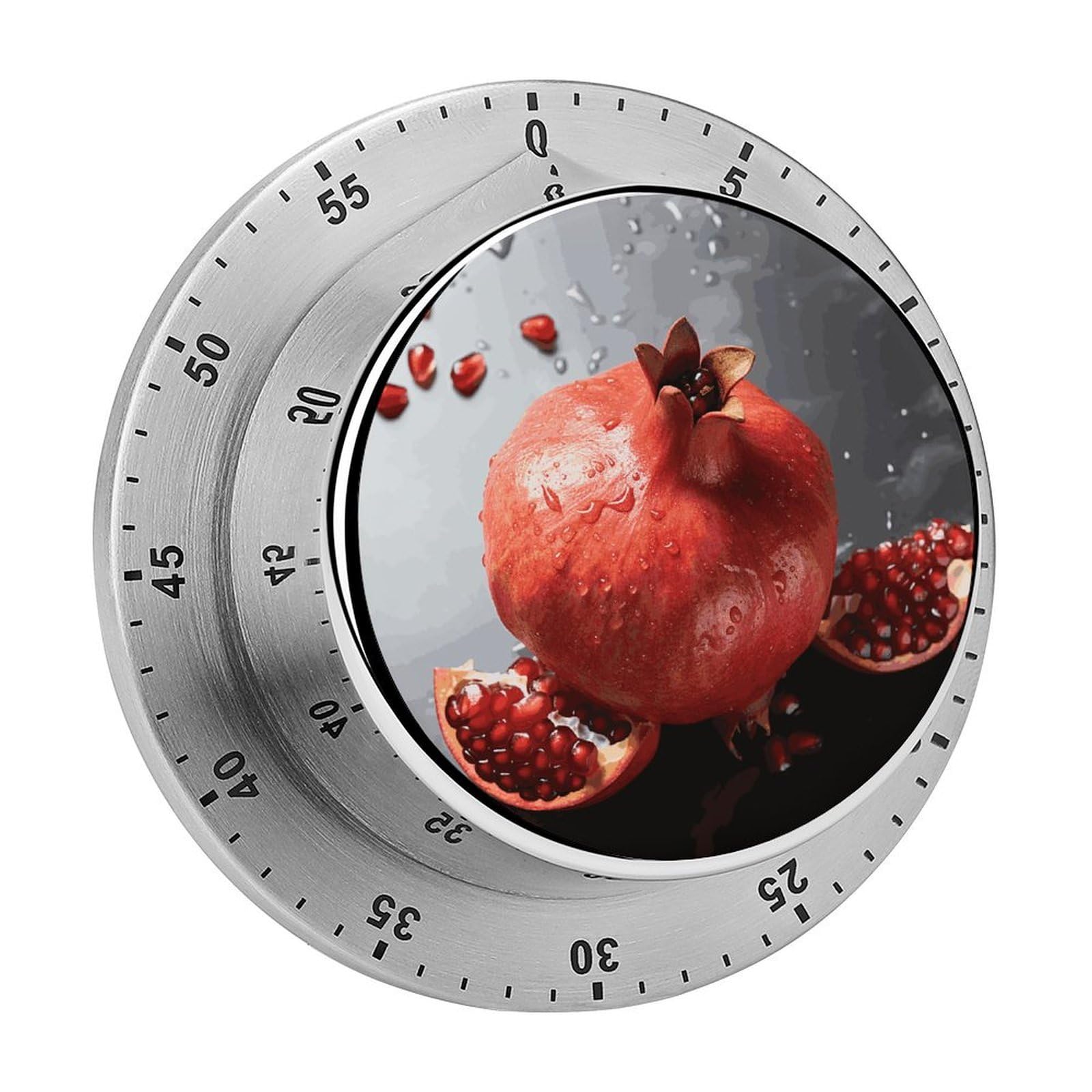 Pomegranate Timers Adsorbable Stainless Steel Kitchen Timer Loud 60 Minute Visual Timer Portable Manual Countdown Timers Alarm Clock Time Management Tool for Home Work