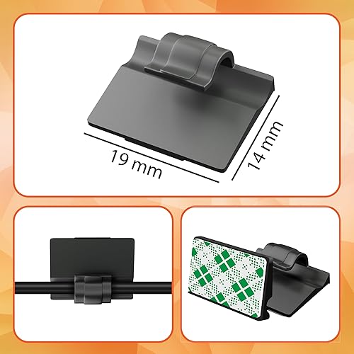 Miniatura 4 de ROVE Clips adhesivos para cables  Abrazaderas universales para cables de cámara de tablero de coche y cables USB, sin residuos ni daños, adecuado