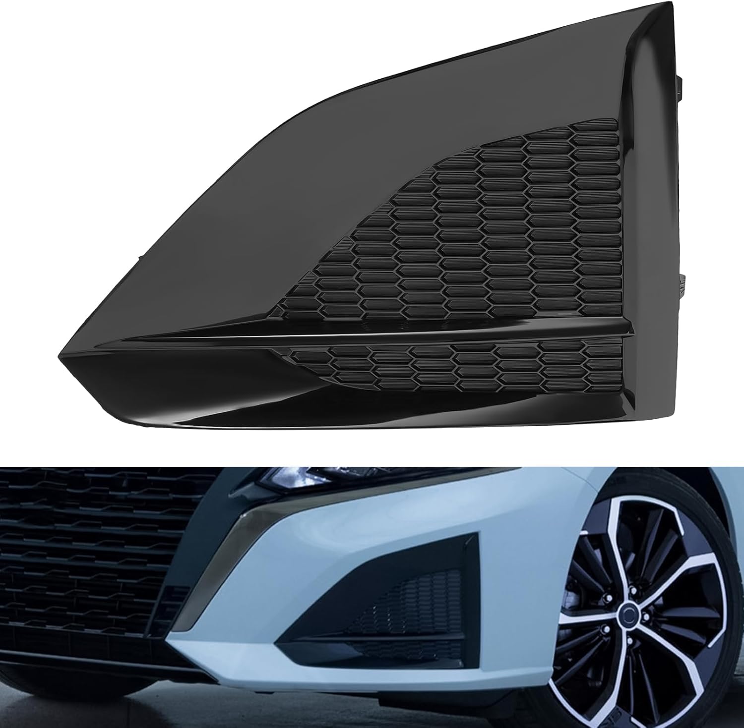 Black Fog Light Lamp Cover for 2023 2024 Nissan Altima, Left Side Right Side Front Foglight Cover Assembly Direct Replacement (Left Driver Side)