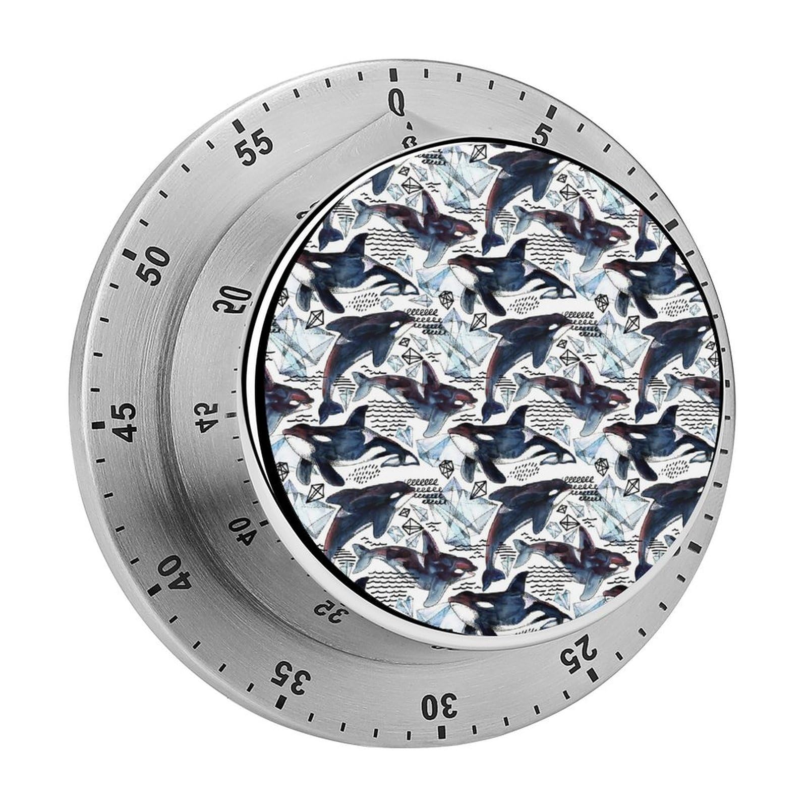 Ocean Killer Whale Orca Art Circular Rotating Timer, Suitable for Kitchen and Bedroom