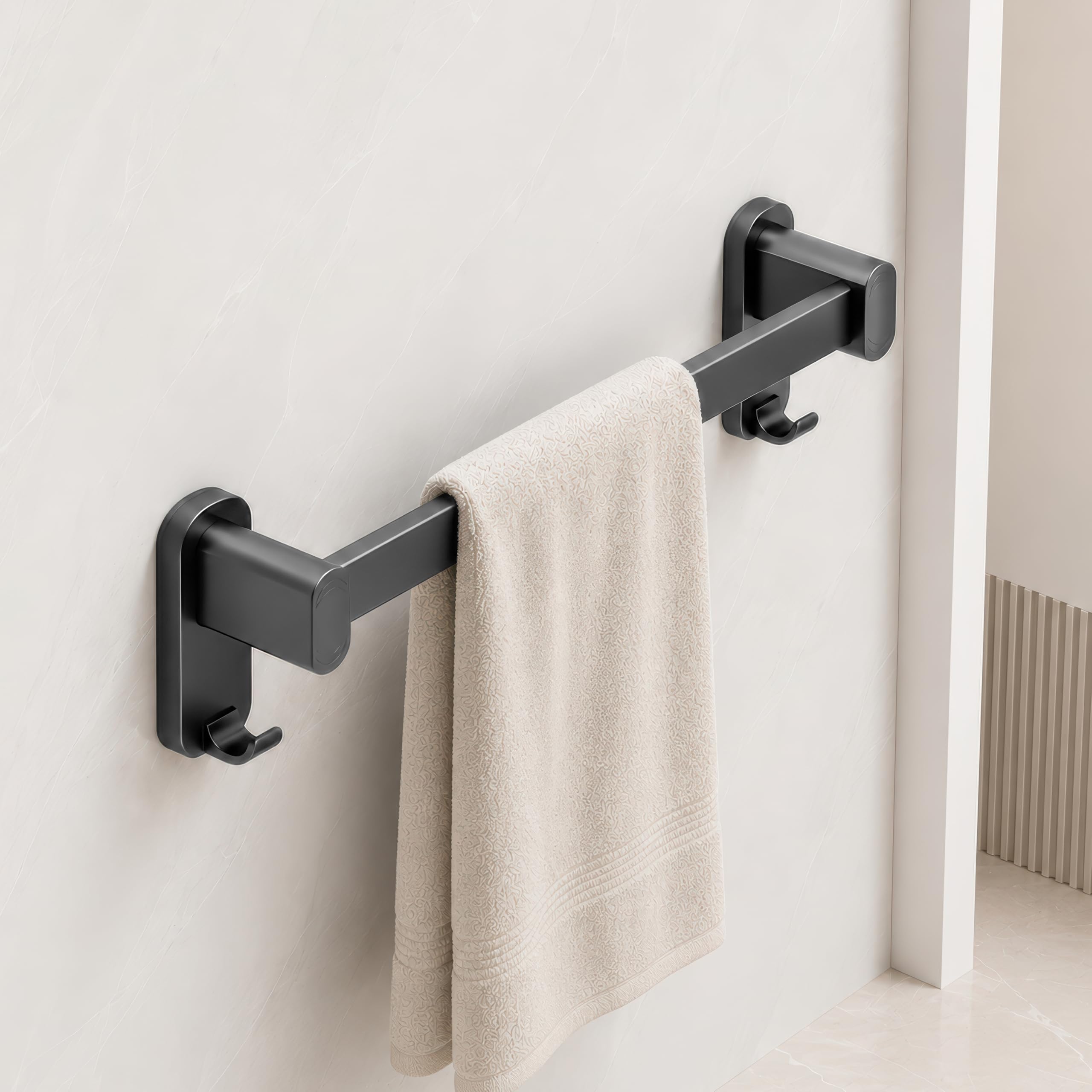 Amazon Basics Towel Rod for Bathroom – 12 Inch Rust Resistant Aluminum Towel Holder, Strong Wall Mounted Towel Hanger for Bathroom & Kitchen Sink Pack of 1