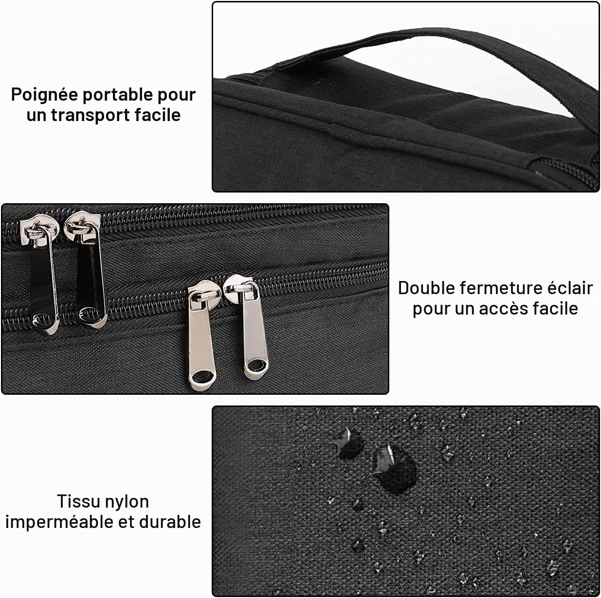 Sac Électronique Multifonctionnel Étanche 3 Couches de Rangement Câble Voyage 28 x 21 x 9 cm