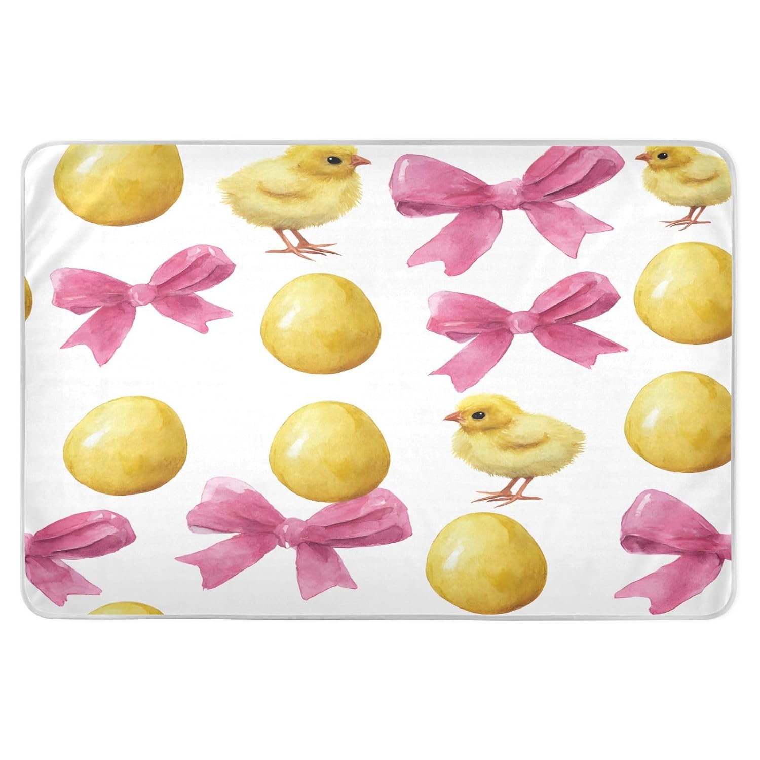 Cheerful Pink Bow Easter Chick Change Mat, Diaper Changing Pads for Baby, 3Layers Waterproof Change Pad Foldable Absorbent Mats for Women, Reusable Incontinence Underpads for Patient 34''x52''