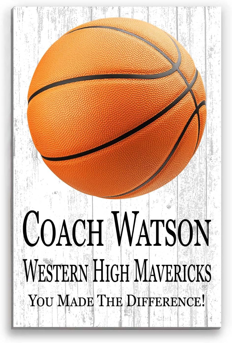 Basketball Coach Gift Plaque PERSONALIZED Sign For Basketball Team Coaches Custom SIGNABLE for Player Signatures & Thank You Notes 16.5in x 10.5in (Basketball Coach)